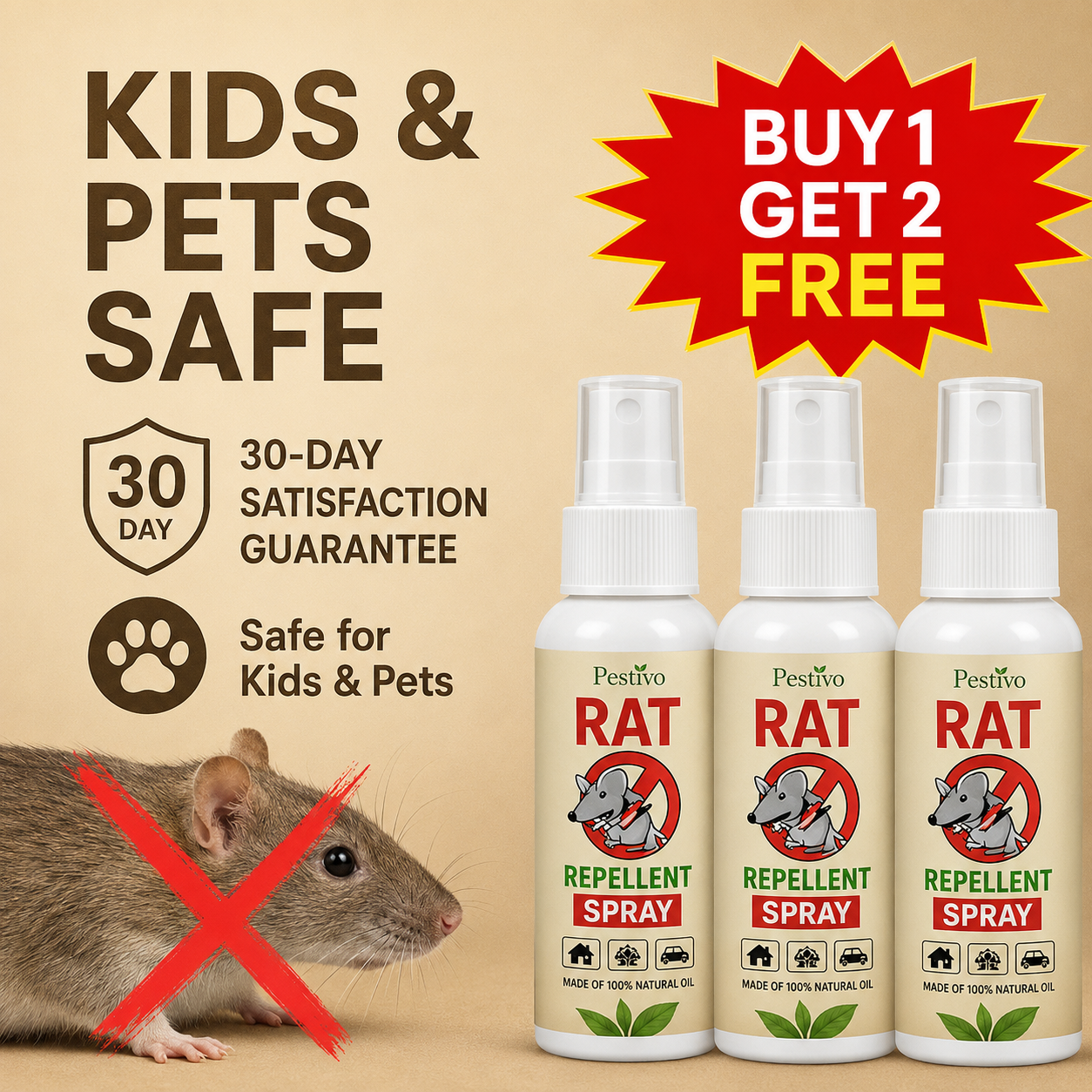 Rat Repellent Spray 50ML Buy 1 Get 2 Free